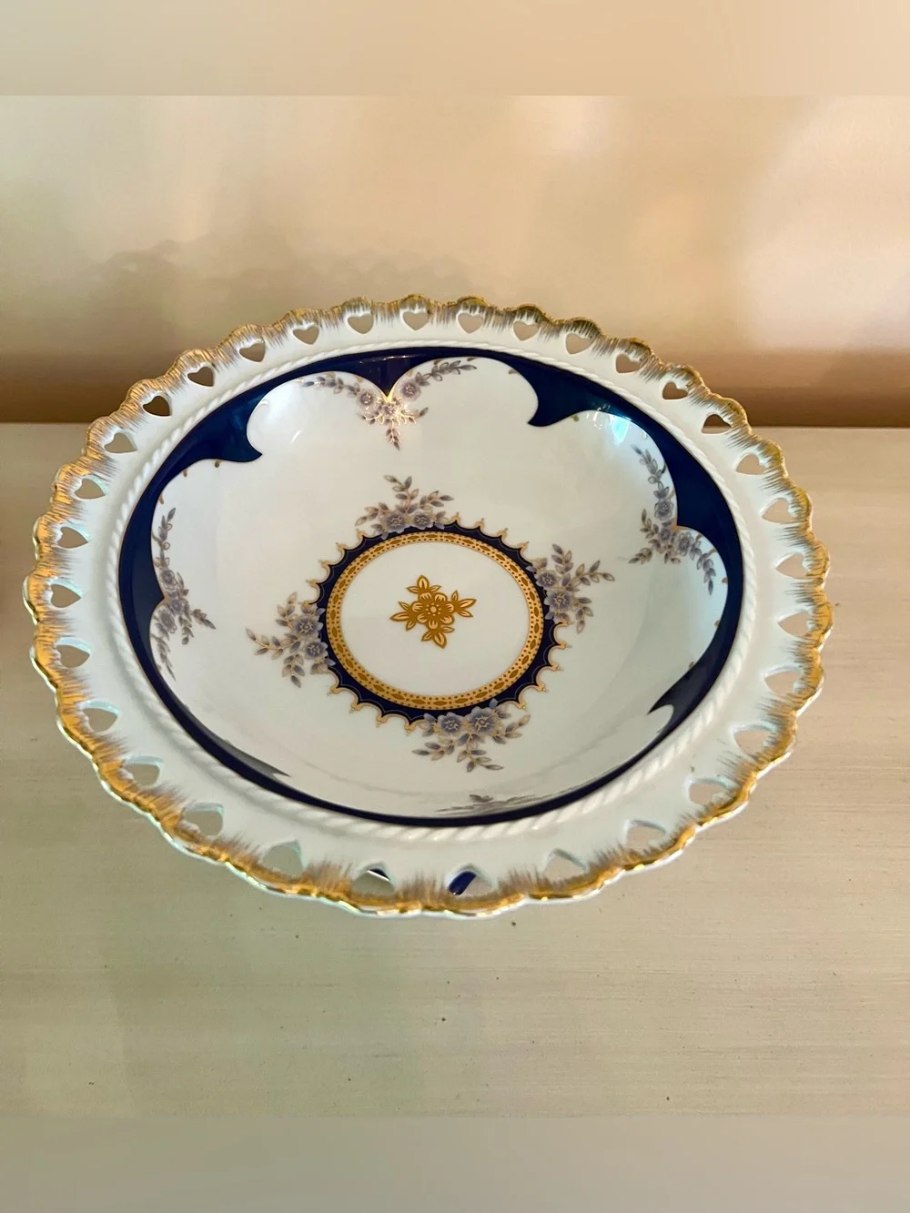 Firmamento Fine Italian 1980s Vintage Porcelain Pedestal Compote Bowl